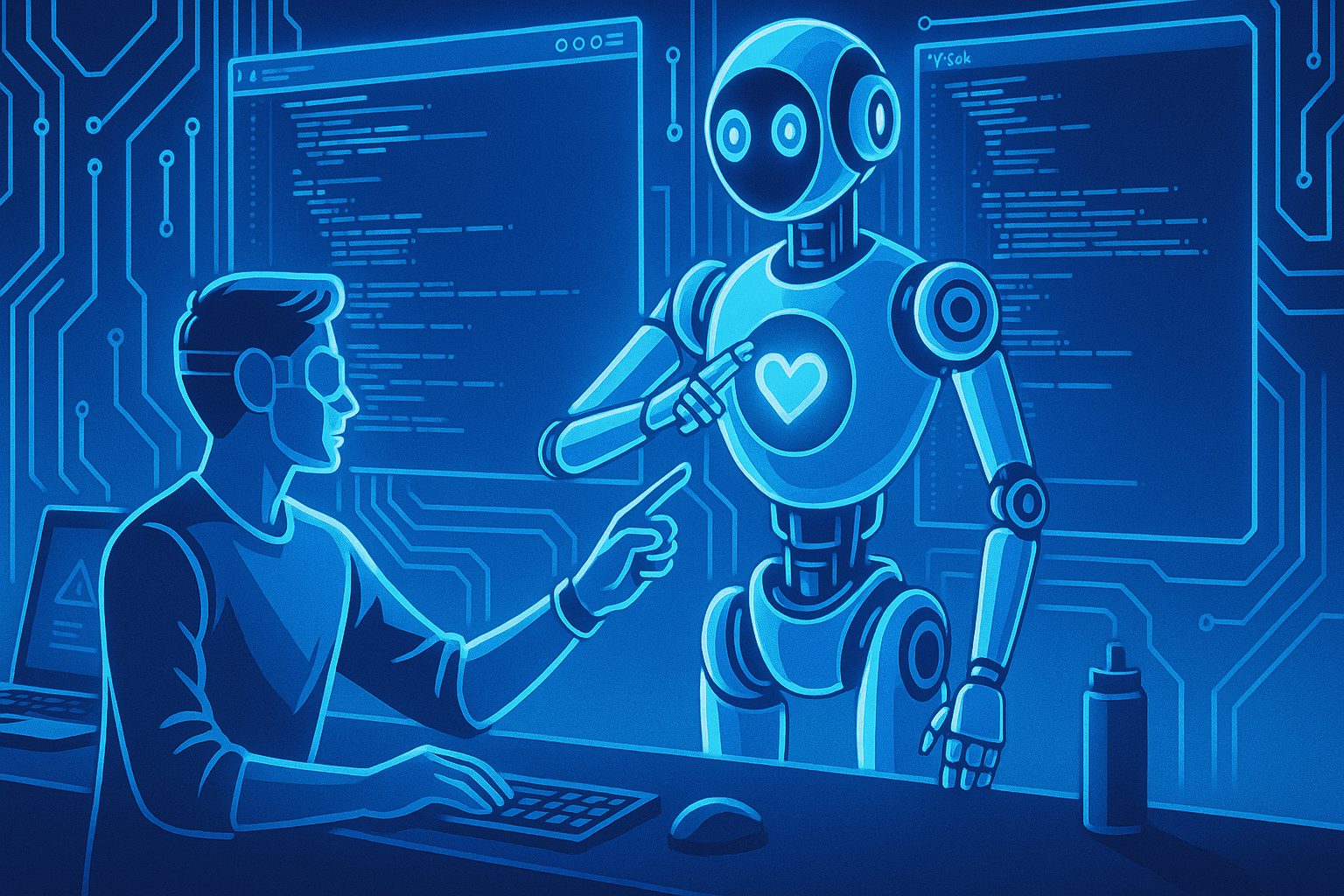 Developer and robot coding together
