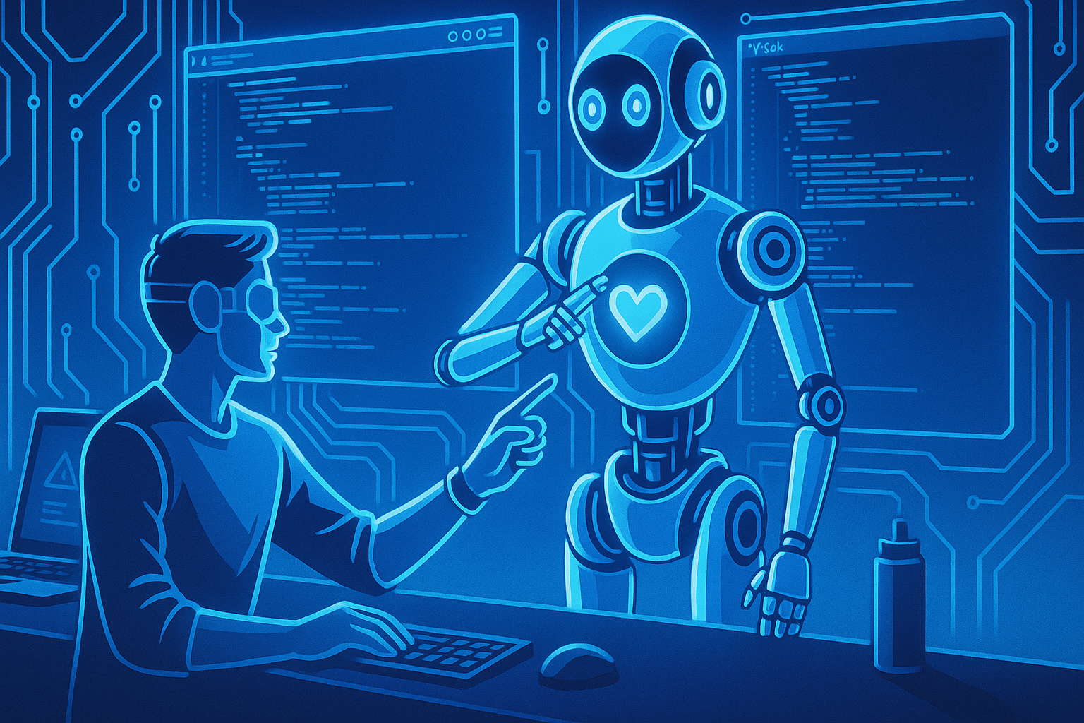 Developer and robot coding together