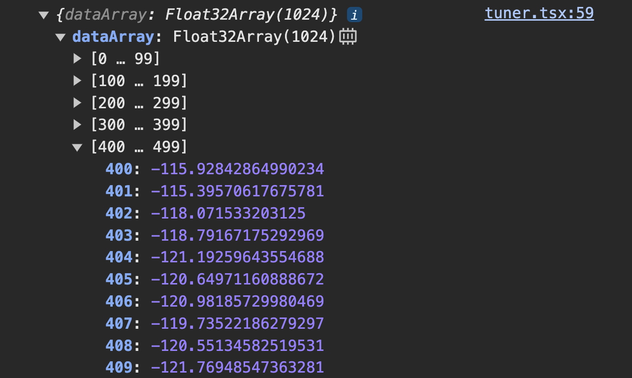 Example of dataArray values